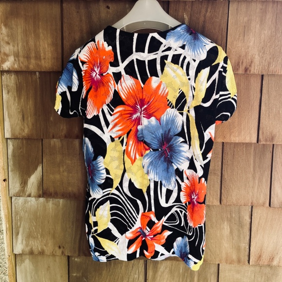 Rare Vintage Beta's Choice Openwork Beaded Tropical Floral Top Women's - Picture 9 of 12
